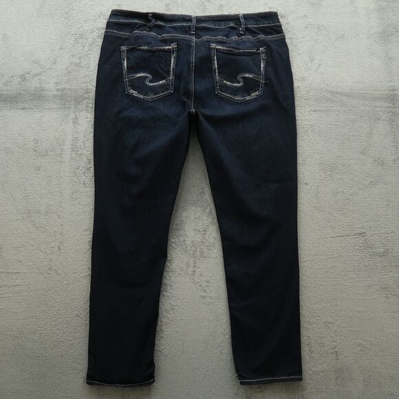 Silver Jeans Women's Size 18 Blue Mid-Rise Elyse Straight Denim 30" Inseam - Picture 1 of 16